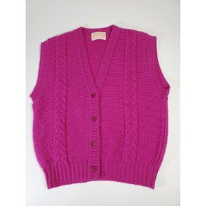 Vintage Pendleton Sweater Vest Cable Knit Women's Medium Magenta